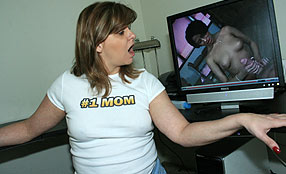 hot milf watchign handjob porn